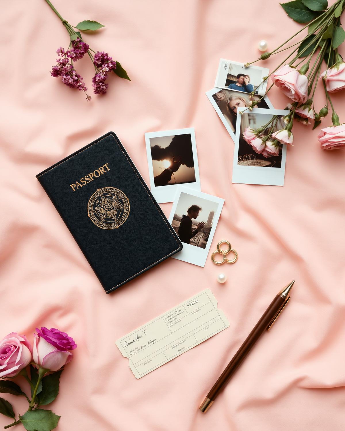 Travel journal with pressed flowers